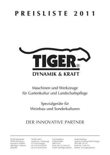 PREISLISTE 2011 - Tiger Pabst GmbH