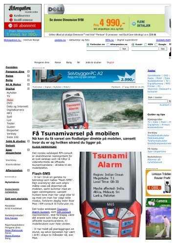 FÃ¥ Tsunamivarsel pÃ¥ mobilen - Tsunami Alarm System