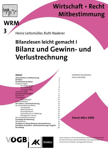 Eine Bilanz und Gewinn- und Verlustrechnung in Englisch - ÃGB