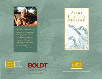 Aldo Leopold Weekend brochure - The Aldo Leopold Foundation