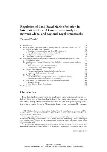 Regulation of Land-Based Marine Pollution in International Law: A ...