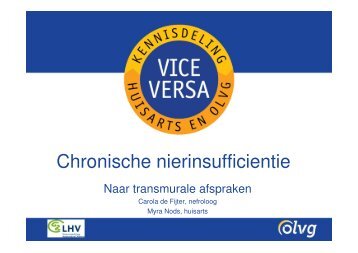 Chronische nierinsufficientie: naar transmurale afspraken - Olvg