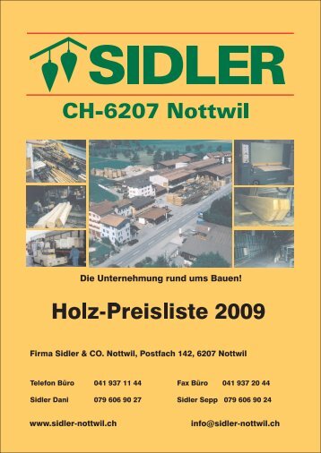 Holzpreisliste 2009 - Sidler Nottwil