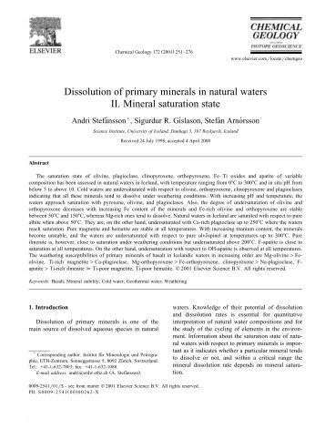 Dissolution of primary minerals in natural waters II. Mineral ...
