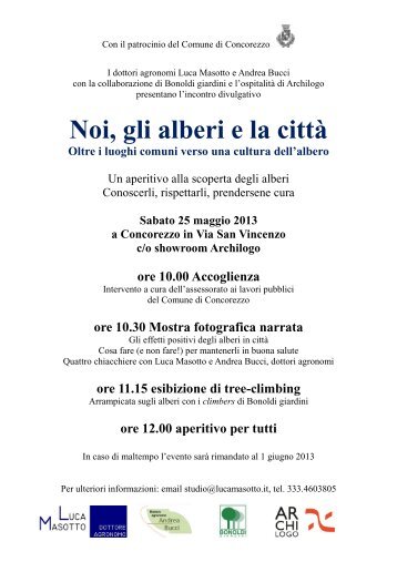 Noi gli alberi e la cittÃ  Programma e comunicato stampa - RIVA 1920