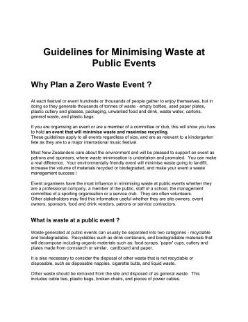 Guidelines for Minimising Waste at Public Events - Zero Waste