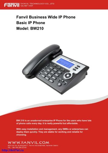 Fanvil Business Wide IP Phone Basic IP Phone Model: BW210