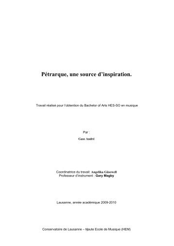 Pétrarque, une source d'inspiration. - HEMU