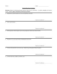 Types of Chemical Reaction Worksheet CH. 7 Name: Balance the