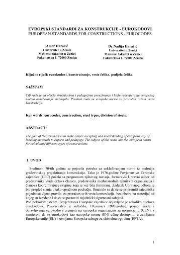 evropski standardi za konstrukcije - MaÅ¡inski fakultet u Zenici ...