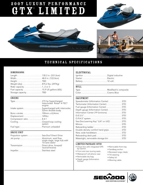 Gtx Limited 05 Specs Sea Doo Net