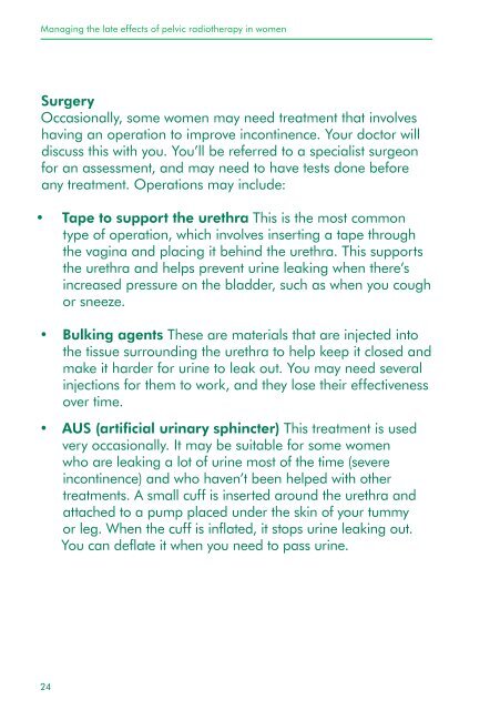 Managing the late effects of pelvic radiotherapy ... - Macmillan Cancer