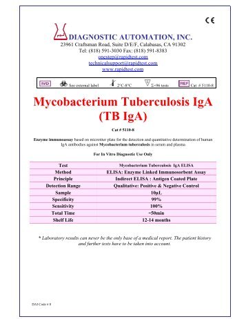 TB IgA - Diagnostic Automation : Cortez Diagnostics