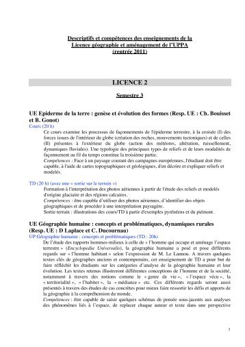 LICENCE 2 - DÃ©partement de gÃ©ographie et amÃ©nagement