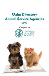 Oahu Directory Animal Service Agencies - Hawaiian Humane Society