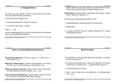 4. Textalgorithmen Arten von String-Matching-Problemen ...