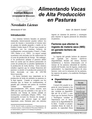 Alimentando Vacas de Alta ProducciÃƒÂ³n en Pasturas - Babcock ...