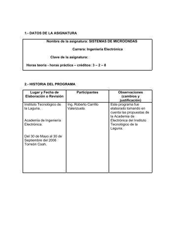 1.- DATOS DE LA ASIGNATURA Nombre de la asignatura - Instituto ...