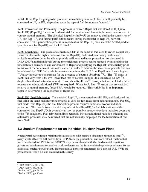 Parametric Study of Front-End Nuclear Fuel Cycle Costs Using ...