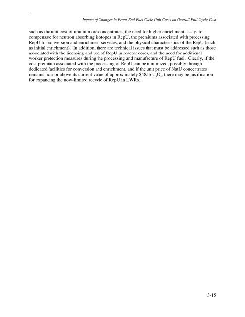 Parametric Study of Front-End Nuclear Fuel Cycle Costs Using ...