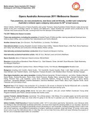 Opera Australia Announces 2011 Melbourne Season