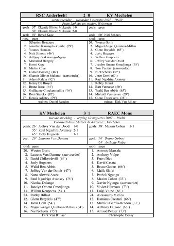 RSC Anderlecht 2 0 KV Mechelen KV Mechelen 3 1 RAEC Mons