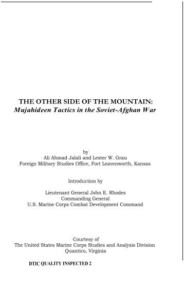 The Other Side of the Mountain: Mujahideen ... - Tribal Analysis Center