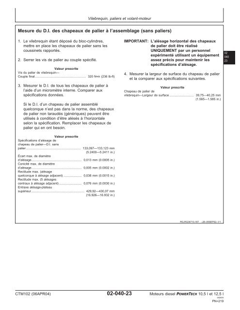 Moteurs diesel 10,5 l et 12,5 l Moteur de base