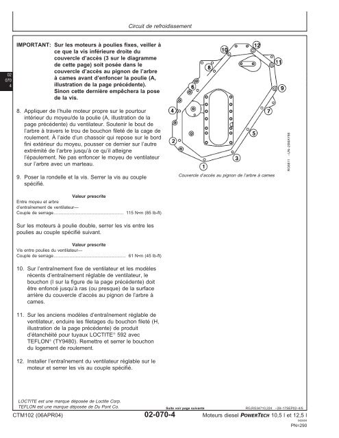 Moteurs diesel 10,5 l et 12,5 l Moteur de base