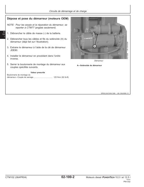 Moteurs diesel 10,5 l et 12,5 l Moteur de base