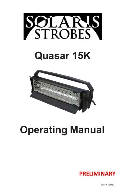 Quasar 15K Operating Manual - Tmb.com