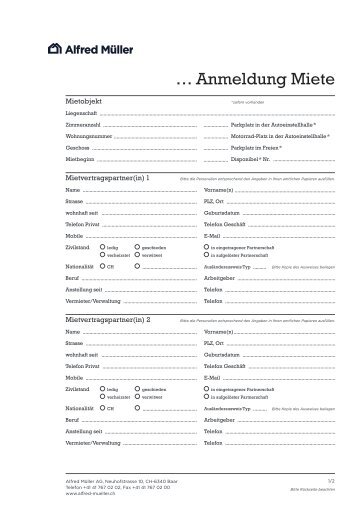 Anmeldeformular - Alfred MÃ¼ller AG