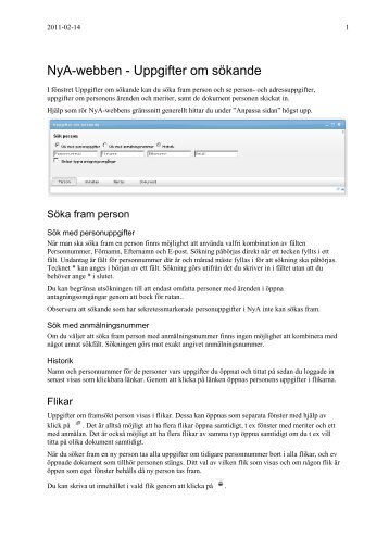 NyA-webben - Uppgifter om sÃ¶kande