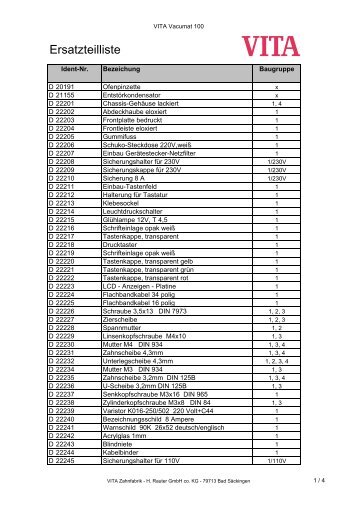 Ersatzteilliste Vacumat 100 - VITA Zahnfabrik H. Rauter GmbH & Co ...