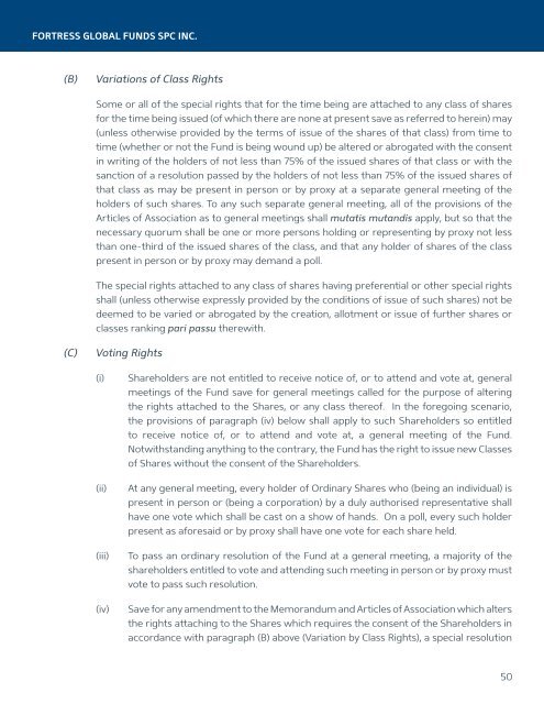 Offering Memorandum - Fortress Global Funds SPC Inc.