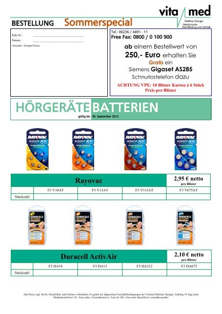 HÃ–RGERÃ„TE BATTERIEN - Vitamed  - Matthias Quinger