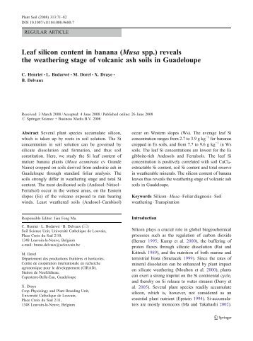 Leaf silicon content in banana (Musa spp.) reveals ... - ResearchGate