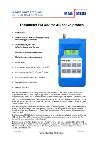 Teslameter FM 302 for AS-active-probes