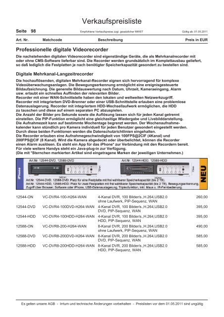 Professionelle digitale Videorecorder