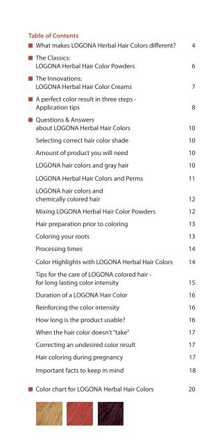 Logona Hair Dye Color Chart