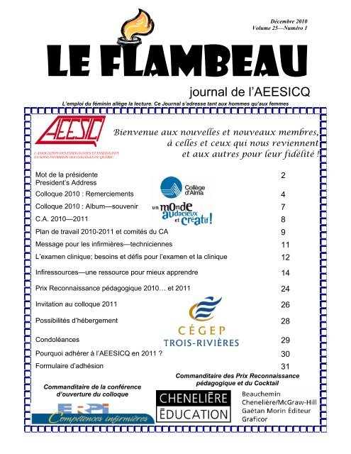Le Flambeau Volume 25 NumÃ©ro 1 - aeesicq