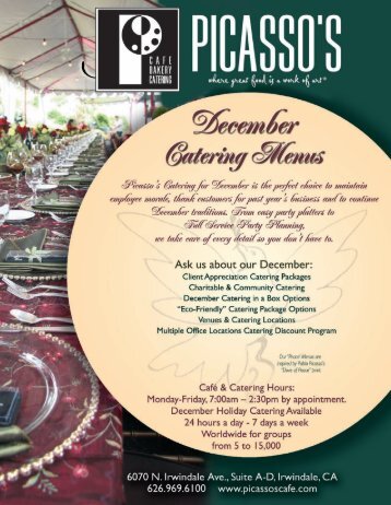 Holiday Catering Menu - Picasso's