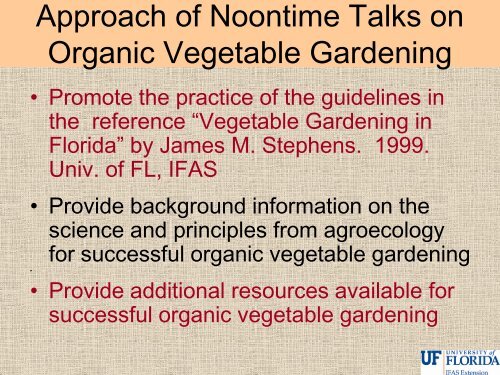 Organic Vegetable Gardening - Sarasota County Extension