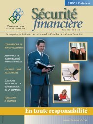 fÃ©vrier 2006 - Vol. 31 - No 1 - Chambre de la sÃ©curitÃ© financiÃ¨re