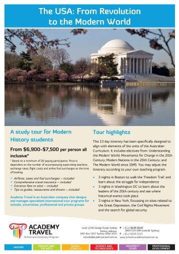 Download the itinerary for this tour (PDF) - School Tours - Academy ...