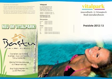 Preisliste 2012/13 - Vitalpark Bad Gandersheim