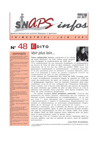 SNAPS Infos 48 - Syndicat national des activitÃ©s physiques et ...