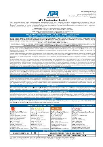 APR Constructions Limited - Saffron Capital