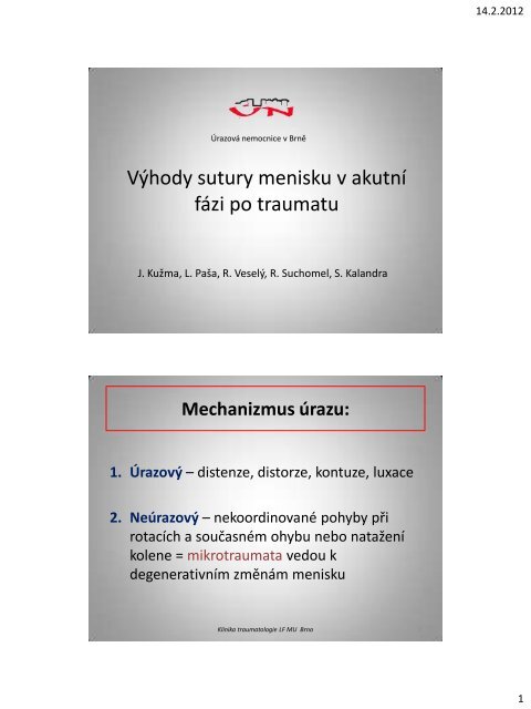 Výhody sutury menisku v akutní fázi po traumatu (PDF - 0,85 ... - SSTA