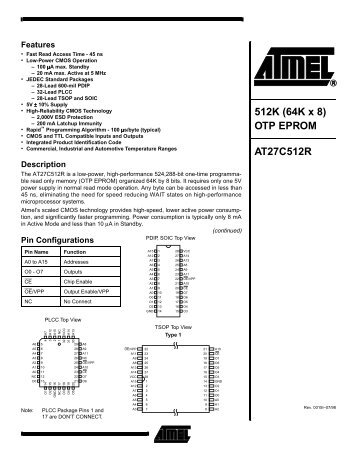 AT27C512 R 512K (64K x 8) OTP EPROM